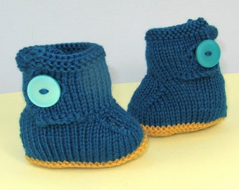 knitting pattern only- Baby One Button Booties (Bootees) Boots pdf download knitting pattern
