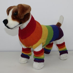 Rainbow Dog Coat and Legwarmers knitting pattern by madmonkeyknits instant digital file pdf download knitting pattern image 4
