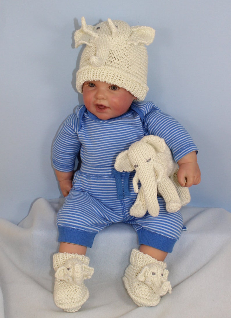 Instant Digital File pdf download Knitting pattern-Baby Elephant Toy and Beanie Hat and Booties Set pdf download knitting pattern image 4