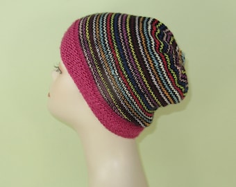 Instant Digital File knitting pattern - Himalaya Stripe Beanie pdf download circular knitting pattern.