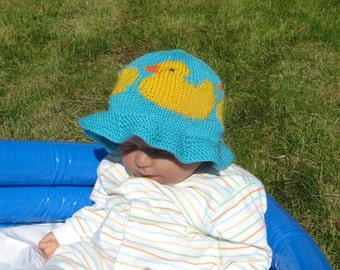 Instant Digital File pdf download knitting pattern Baby and Child Rubber Duck Sun Hat knitting pattern