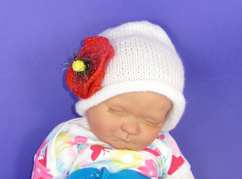 Instant Digital File PDF Download Knitting Pattern-not the hat Baby Poppy Flower Slouch Knitting Pattern image 5