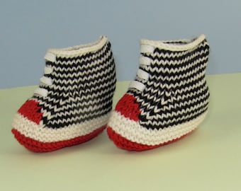 knitting pattern digital pdf download - Baby Stripe Basketball Boots Booties Bootees pdf download knitting pattern