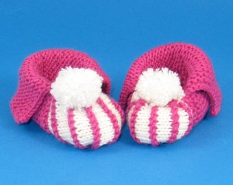 Instant Digital PDF File knitting pattern - Baby Granny Bobble Stripe Slippers Booties (Bootees) pdf download knitting pattern