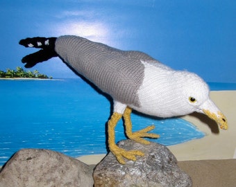 Knitting Pattern Only- My Pet Seagull knitting pattern - immediate digital pdf download by madmonkeyknits
