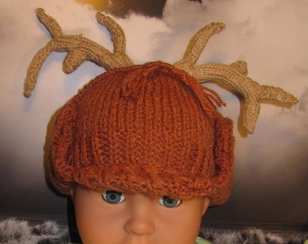 Instant Digital File PDF Download knitting pattern-madmonkeyknits Baby Deerstalker Hat pdf knitting pattern