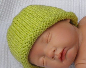 Baby Roll Brim Beanie Hat pdf knitting pattern - MADMONKEYKNITS- digital file download