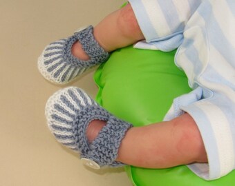 Knitting Pattern digital pdf download -Baby Vertical Stripe Sandals booties (Boots) knitting pattern- MADMONKEYKNITS