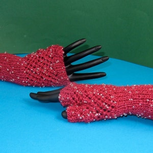 knitting pattern Beaded Easy Lace Fingerless Gloves immediate digital pdf download knitting pattern image 4