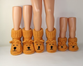 Instant Digital File pdf download Knitting pattern- Adult Teddy Bear Slipper Boots pdf download knitting pattern