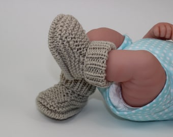 Instant Digital File PDF Download - Baby Simple Rib Cuff  Booties knitting pattern