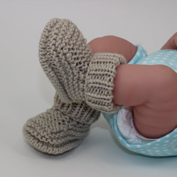 Instant Digital File PDF Download - Baby Simple Rib Cuff  Booties knitting pattern