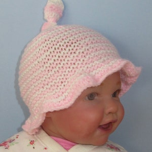 Knitting Pattern Digital pdf download Baby Simple Stripe Sunhat knitting pattern image 1