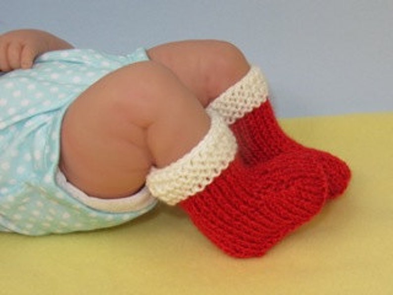 Instant Digital File Just For Preemies Premature Baby Santa Beanie and Booties Set PDF Download knitting pattern pdf image 2