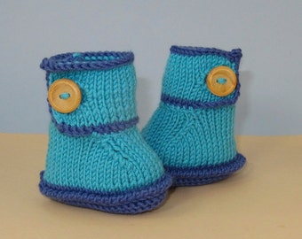Instant Digital File pdf download knitting pattern - Baby One Button Bumper Booties pdf download knitting pattern