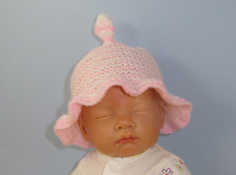 Knitting Pattern Digital pdf download Baby Simple Stripe Sunhat knitting pattern image 5