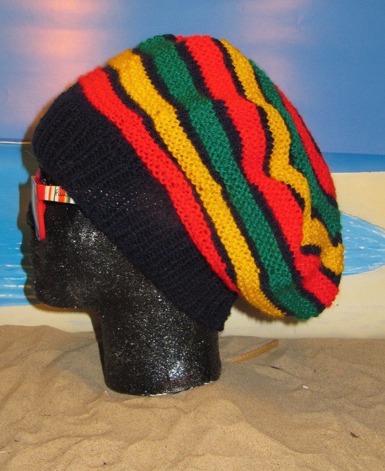 Digital File PDF Knitting Pattern Only madmonkeyknits Jamaican Tam Rasta Hat pdf knitting pattern image 1