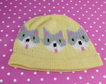 madmonkeyknits - Cat Emoji Ski Beanie Hat Circular knitting pattern pdf download - Instant Digital File pdf knitting pattern