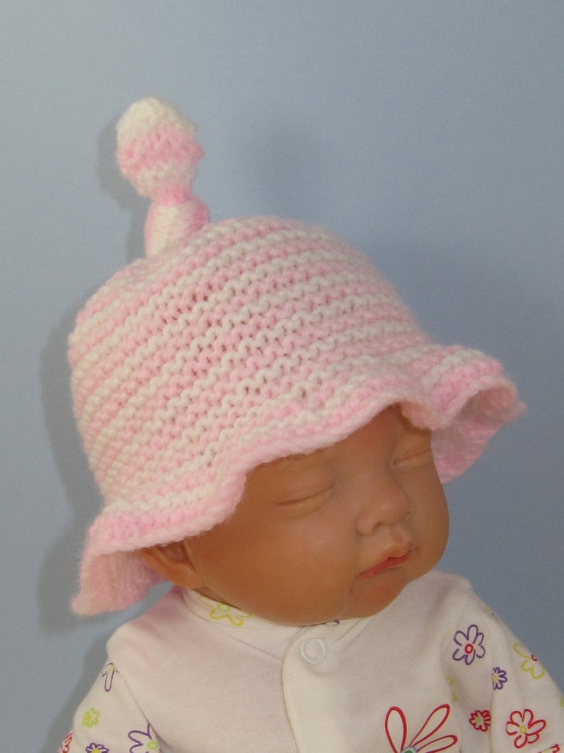 Knitting Pattern Digital pdf download Baby Simple Stripe Sunhat knitting pattern image 3