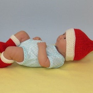 Instant Digital File Just For Preemies Premature Baby Santa Beanie and Booties Set PDF Download knitting pattern pdf image 5