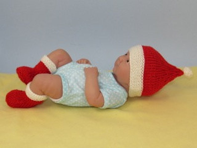 Instant Digital File Just For Preemies Premature Baby Santa Beanie and Booties Set PDF Download knitting pattern pdf image 5