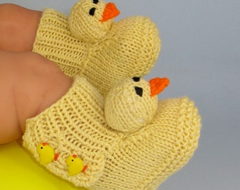 Digitale pdf-Datei Strickanleitung -Baby Chick Booties (Stiefel) Strickmuster- MADMONKEYKNITS