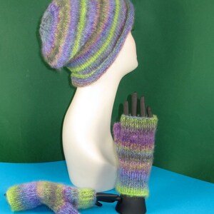Instant Digital File pdf download Knitting Pattern Mohair Slouch Hat & Fingerless Gloves pdf download knitting pattern image 3