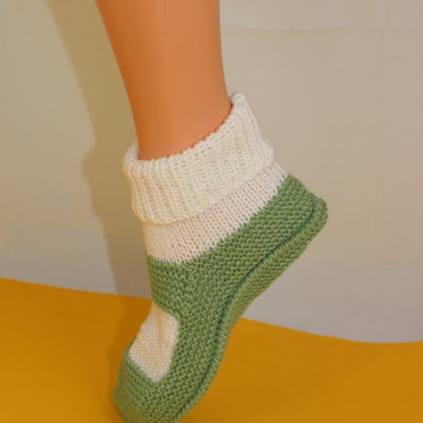 Instant Digital File pdf download Knitting pattern- Adult Rib Cuff Sock Slippers pdf download knitting pattern
