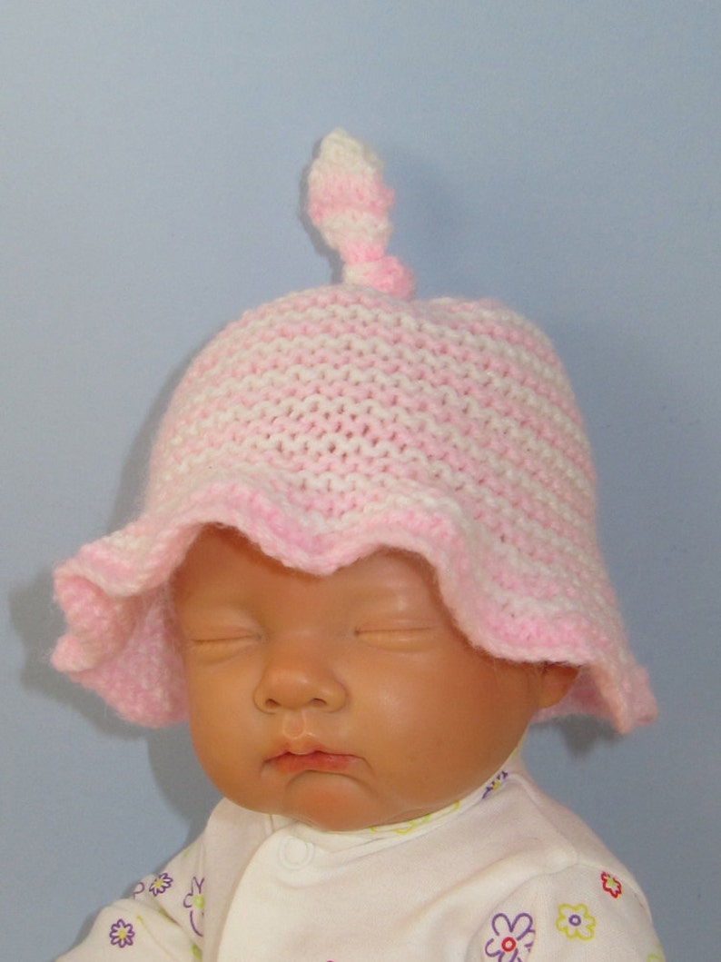 Knitting Pattern Digital pdf download Baby Simple Stripe Sunhat knitting pattern image 2