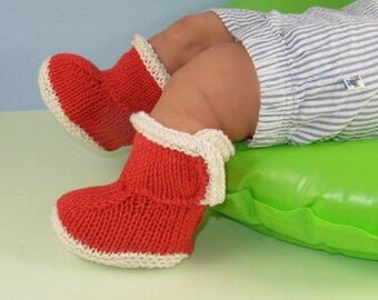 Instant Digital File pdf download knitting pattern- Baby 2 Colour Simple Trim Booties pdf download knitting pattern