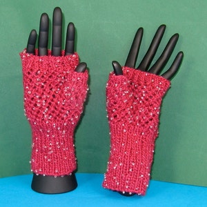knitting pattern Beaded Easy Lace Fingerless Gloves immediate digital pdf download knitting pattern image 3