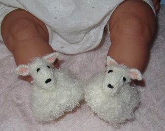 Digital pdf file knitting pattern -madmonkeyknits Baby Sheep Shoes pdf download knitting pattern