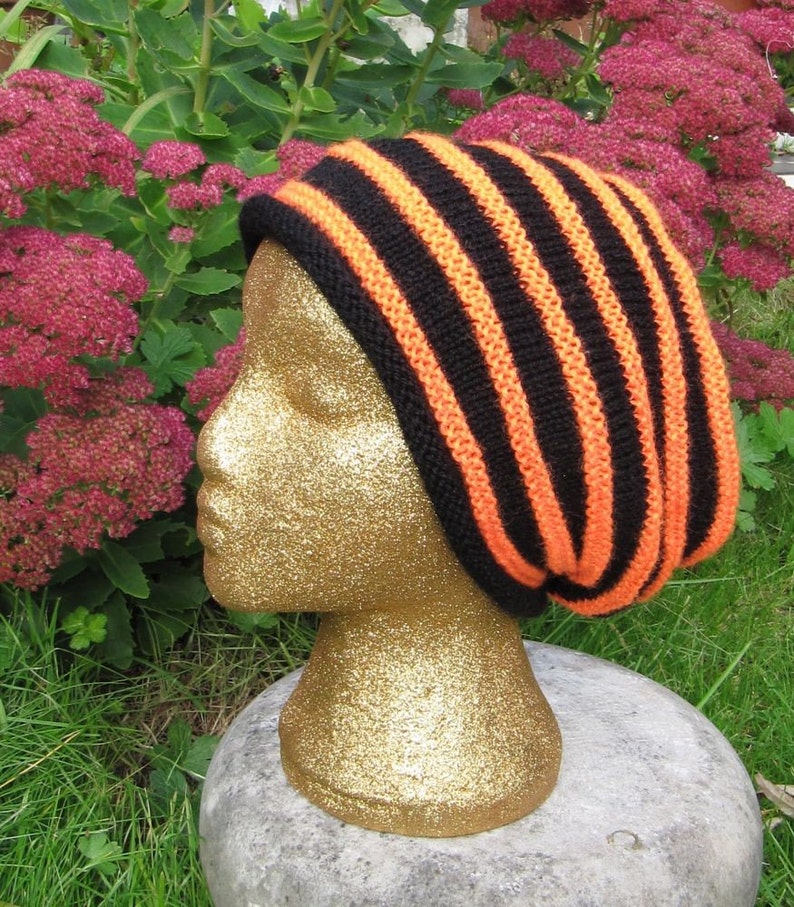 Instant Digital File pdf download knitting pattern MADMONKEYKNITS Stripey DK Slouch Hat pdf download knitting pattern image 1