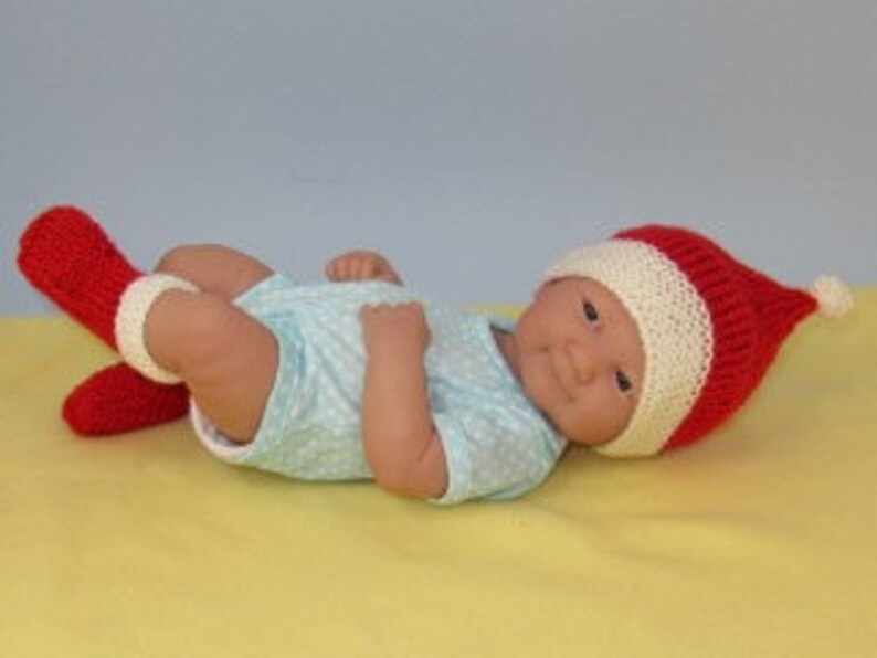 Instant Digital File Just For Preemies Premature Baby Santa Beanie and Booties Set PDF Download knitting pattern pdf image 3
