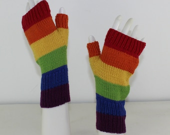 Rainbow Fingerless Gloves knitting pattern by madmonkeyknits -instant digital file pdf download knitting pattern