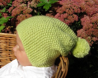 Knitting Pattern digital pdf download -Baby Moss Stitch Bobble Slouch hat knitting pattern by madmonkeyknits