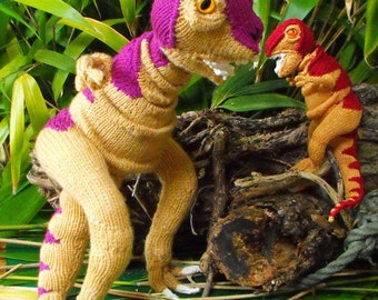 Archivo digital instantáneo PDF Descargar Tina Tyrannosaurus Rex y Baby Tyrone dinosaurio pdf patrón de tejido