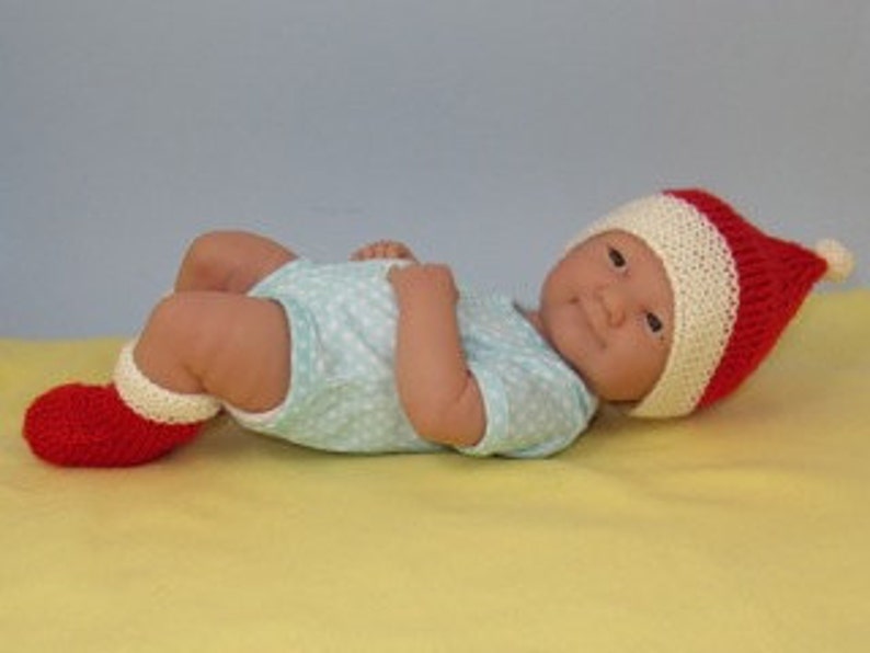 Instant Digital File Just For Preemies Premature Baby Santa Beanie and Booties Set PDF Download knitting pattern pdf image 4