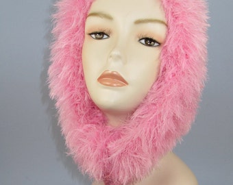 Instant Digital File PDF Download Faux Fun Fur Bonnet Hat knitting pattern pdf