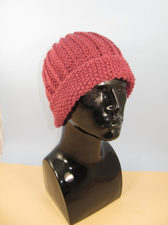PRINTED INSTRUCTIONS MOSS STITCH CUFF FISHERMANS RIB BEANIE HAT KNIT PATTERN
