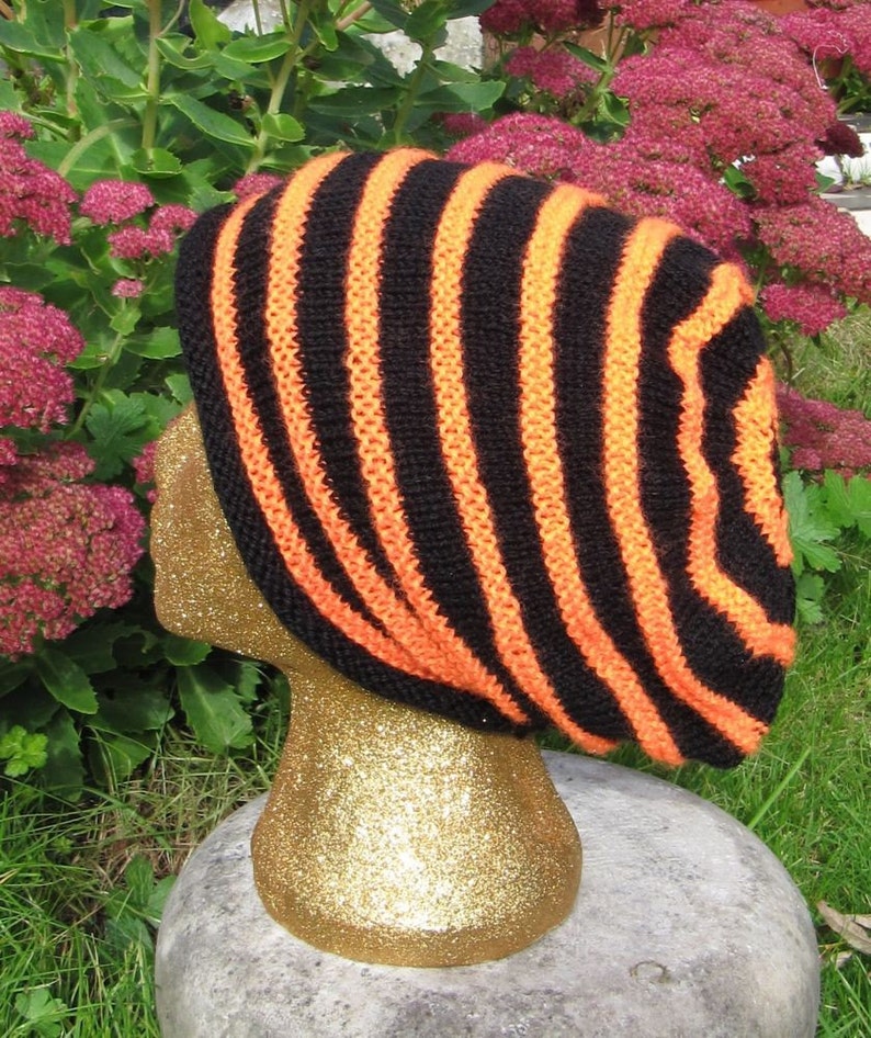 Instant Digital File pdf download knitting pattern MADMONKEYKNITS Stripey DK Slouch Hat pdf download knitting pattern image 3