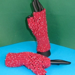 knitting pattern Beaded Easy Lace Fingerless Gloves immediate digital pdf download knitting pattern image 2