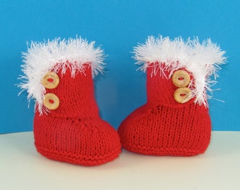 Instant Digital File PDF Download Knitting Pattern - Baby Christmas Sn-Ugg Boots pdf download knitting pattern by madmonkeyknits