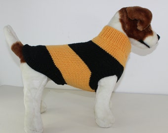 madmonkeyknits - Stripey Bee Aran Dog Coat Onesie knitting pattern pdf download - Instant Digital File pdf knitting pattern