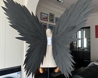 Electric Demon Wings for Halloween, Cosplay or Stage | Black Moving Foam Wings for Gothic Costume or Dark Fantasy Photoshoot