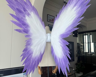 Electric Purple Wings for Cosplay, Party or Stage | Moving Foam Wings for Adult Fantasy Costume, Witch or Fairy Photoshoot Prop