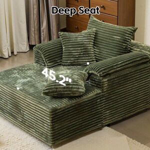 Customizable Storage Sofa Couch | Cloud Corduroy Chaise Lounge Sofa Bed for Small Spaces&Living Room, Window front seat, washable sofa cover image 11