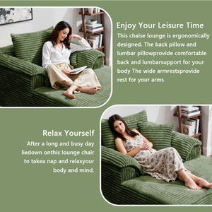 Customizable Storage Sofa Couch | Cloud Corduroy Chaise Lounge Sofa Bed for Small Spaces&Living Room, Window front seat, washable sofa cover image 8