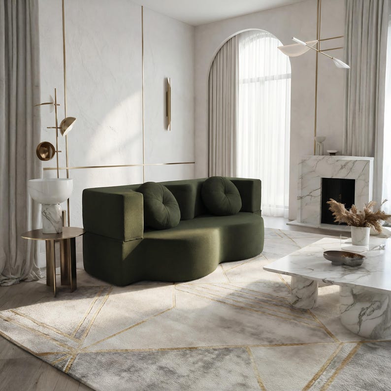 Foldable Teddy Sofa Bed, Modular Floor Seating for Small Apartments & Studio Living Groen