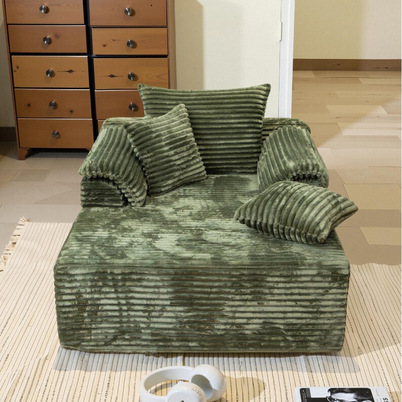 Customizable Storage Sofa Couch | Cloud Corduroy Chaise Lounge Sofa Bed for Small Spaces&Living Room, Window front seat, washable sofa cover image 13